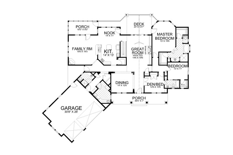 Dream House Plan - Floor Plan - Main Floor for Country House Plan #112-229 - 5 bed, 4 bath