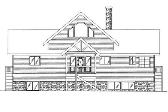 Exterior - Front Elevation 3 for Cabin House Plan #117-607 - 3 bed, 2 bath