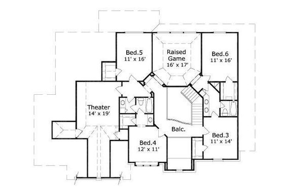 Floor Plan - Upper Floor for European House Plan #411-323 - 6 bed, 4 bath