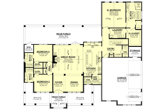 Floor Plan - Main Floor for Farmhouse House Plan #430-345 - 3 bed, 3.5 bath