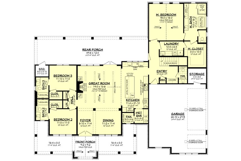 House Design - Floor Plan - Main Floor for Farmhouse House Plan #430-345 - 3 bed, 3.5 bath