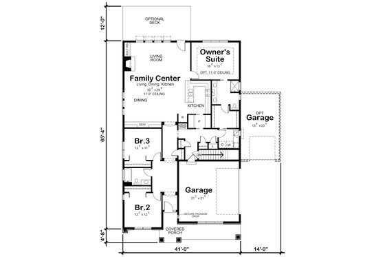Floor Plan - Main Floor for Ranch House Plan #20-2331 - 3 bed, 2 bath