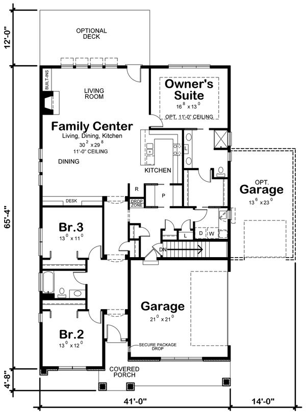 Ranch Style House Plan - 3 Beds 2 Baths 2140 Sq/Ft Plan #20-2331