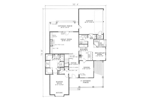 Floor Plan - Main Floor for Southern House Plan #17-288 - 4 bed, 2.5 bath
