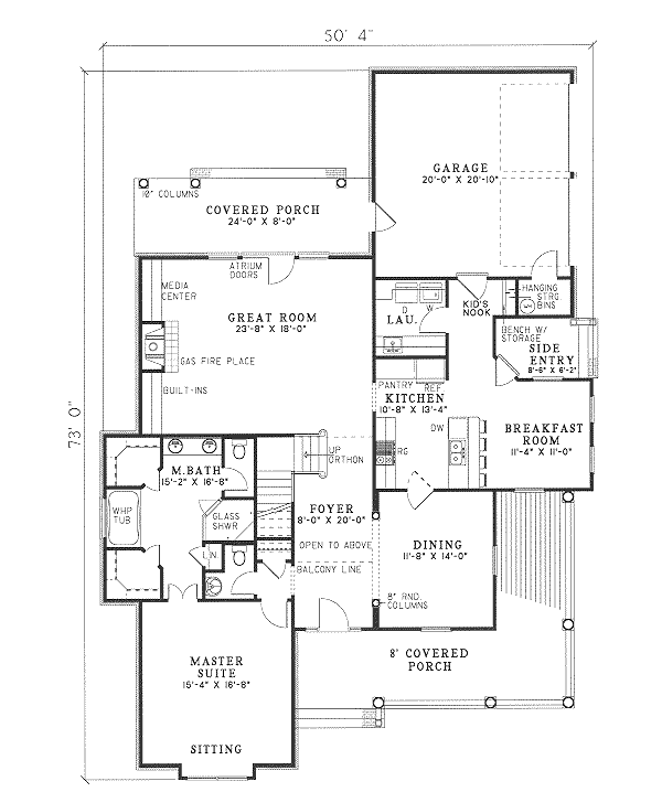 Home Plan - Southern Floor Plan - Main Floor Plan #17-288