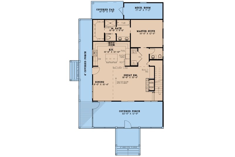 Dream House Plan - Floor Plan - Main Floor for Country House Plan #923-255 - 3 bed, 2.5 bath