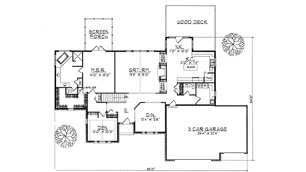 Home Plan - Ranch Floor Plan - Main Floor Plan #70-351