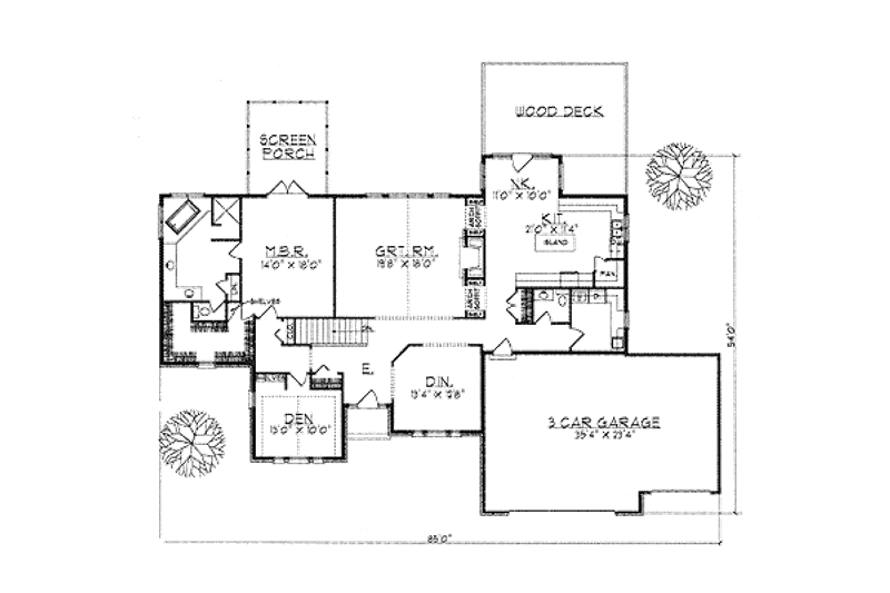 Home Plan - Floor Plan - Main Floor for Ranch House Plan #70-351 - 3 bed, 3.5 bath
