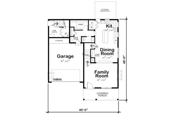 Floor Plan - Main Floor for Traditional House Plan #20-2327 - 4 bed, 3.5 bath