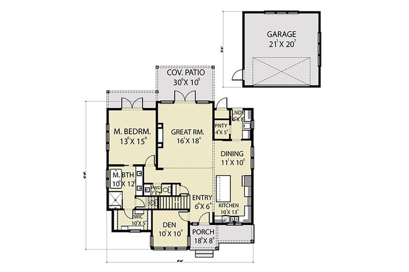 Farmhouse Style House Plan - 3 Beds 2.5 Baths 2146 Sq/Ft Plan #1070-102 ...