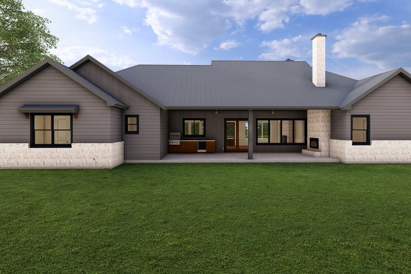 Architectural House Design - Exterior - Rear Elevation for Ranch House Plan #1127-1 - 3 bed, 2 bath