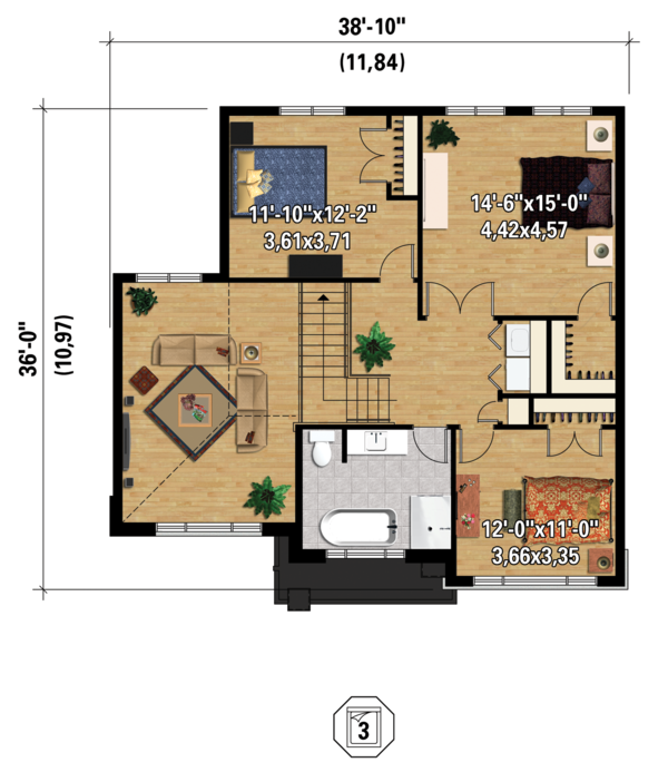 Contemporary Floor Plan - Upper Floor Plan #25-4379