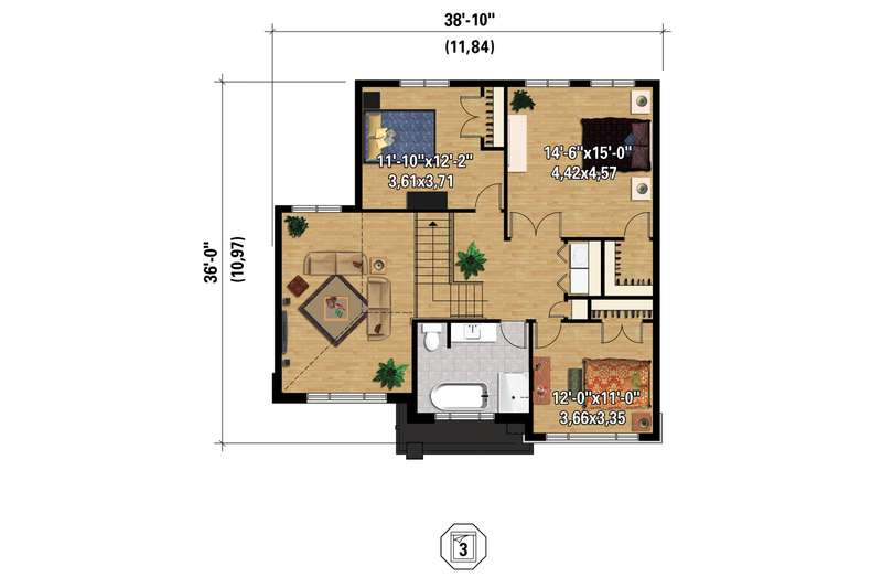 House Design - Floor Plan - Upper Floor 1 for Contemporary House Plan #25-4379 - 4 bed, 2 bath