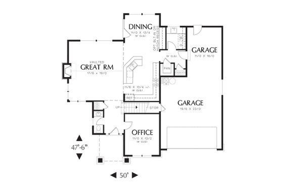Floor Plan - Main Floor for Craftsman House Plan #48-528 - 3 bed, 2.5 bath
