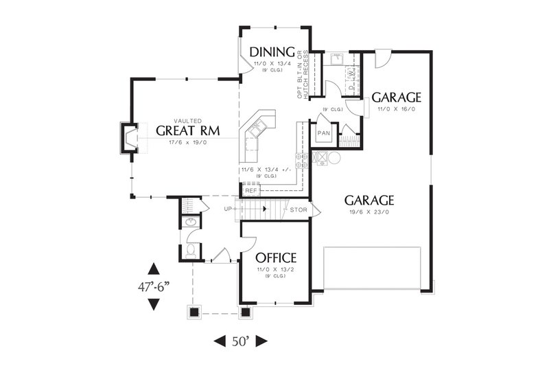 House Plan Design - Floor Plan - Main Floor for Craftsman House Plan #48-528 - 3 bed, 2.5 bath