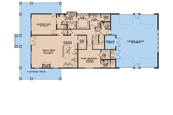 Floor Plan - Main Floor for Barndominium House Plan #923-355 - 5 bed, 5.5 bath