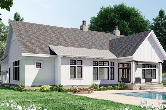 Exterior - Rear Elevation 1 for Farmhouse House Plan #51-1171 - 3 bed, 2.5 bath
