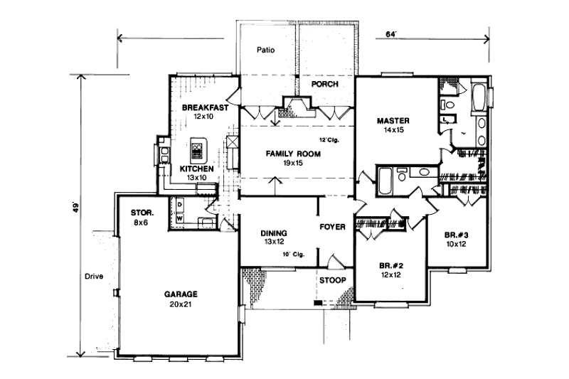 Home Plan - Floor Plan - Main Floor for Traditional House Plan #41-127 - 3 bed, 2 bath