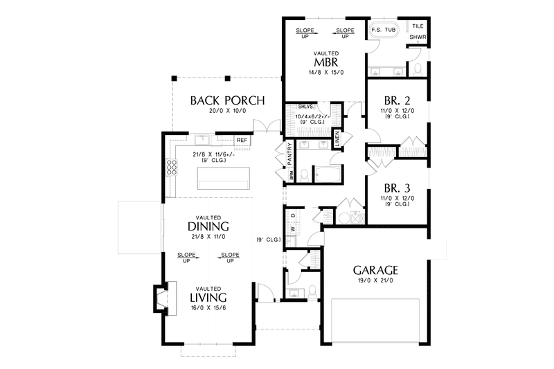 Architectural House Design - Floor Plan - Main Floor for Farmhouse House Plan #48-1066 - 3 bed, 2.5 bath