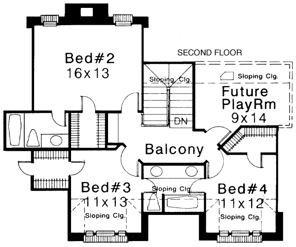 European Floor Plan - Upper Floor Plan #310-197