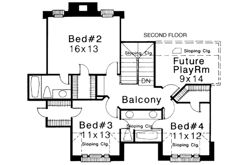 Dream House Plan - Floor Plan - Upper Floor for European House Plan #310-197 - 4 bed, 3.5 bath
