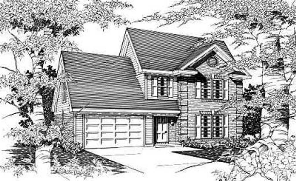 Exterior - Front Elevation 2 for Colonial House Plan #329-218 - 3 bed, 2.5 bath