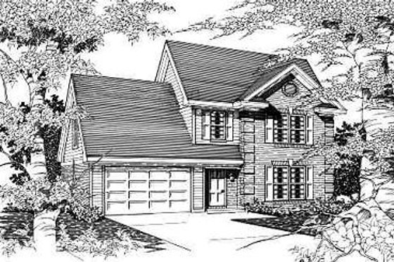 Exterior - Front Elevation for Colonial House Plan #329-218 - 3 bed, 2.5 bath