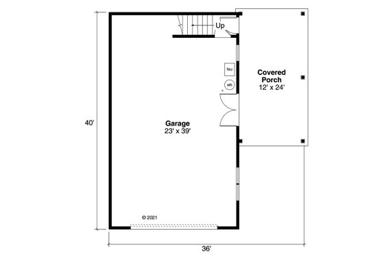 Floor Plan - Main Floor for Craftsman House Plan #124-1222, 1 bath