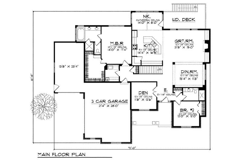 Home Plan - Floor Plan - Main Floor for European House Plan #70-808 - 4 bed, 3 bath