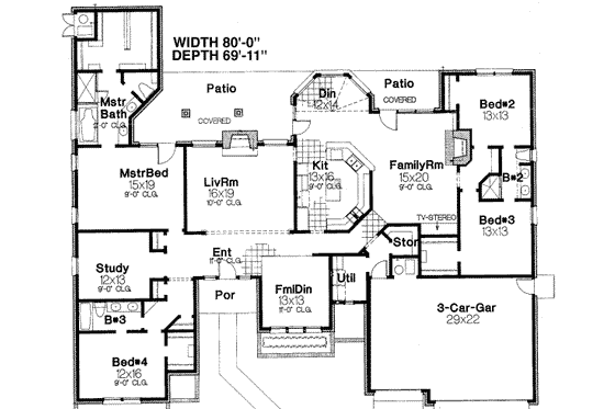 Floor Plan - Main Floor for European House Plan #310-130 - 4 bed, 3 bath
