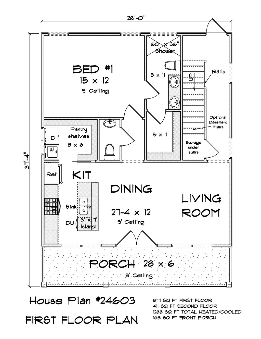 Floor Plan - Main Floor for Cottage House Plan #513-2396 - 3 bed, 2.5 bath