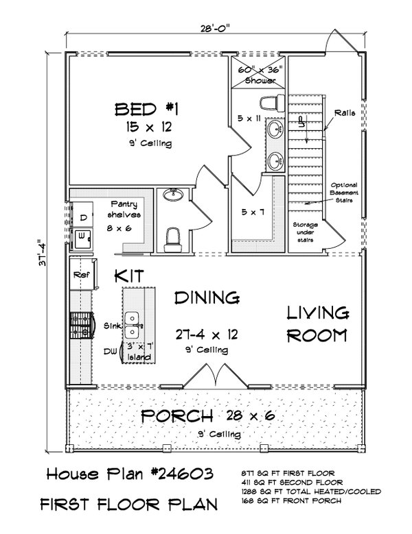 House Plan Design - Floor Plan - Main Floor for Cottage House Plan #513-2396 - 3 bed, 2.5 bath