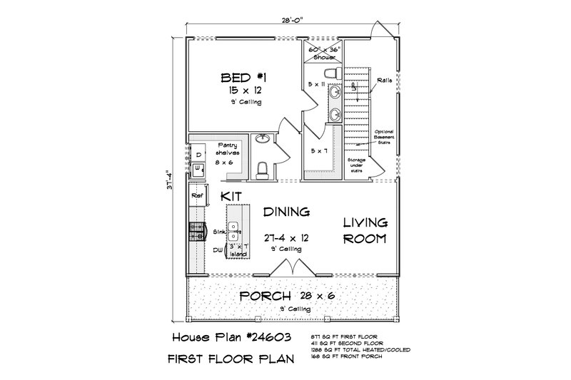 House Plan Design - Floor Plan - Main Floor for Cottage House Plan #513-2396 - 3 bed, 2.5 bath