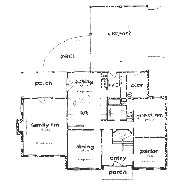 Southern Floor Plan - Main Floor Plan #36-298