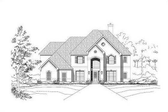 Exterior - Front Elevation for European House Plan #411-704 - 4 bed, 4 bath