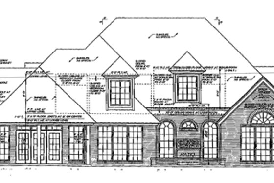 Exterior - Rear Elevation for European House Plan #310-227 - 4 bed, 3.5 bath
