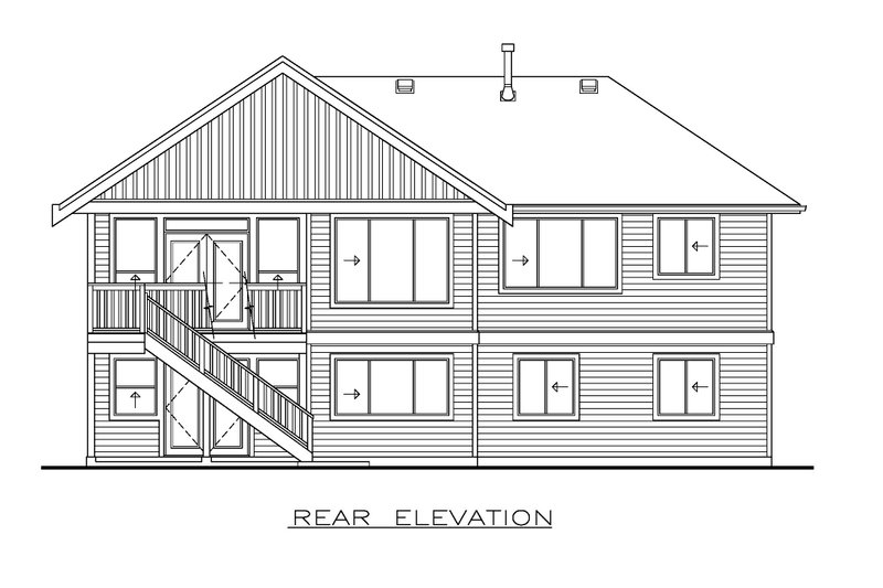 House Blueprint - Exterior - Rear Elevation for Craftsman House Plan #1100-122 - 3 bed, 2 bath