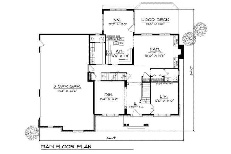 Architectural House Design - Floor Plan - Main Floor for European House Plan #70-501 - 4 bed, 3.5 bath