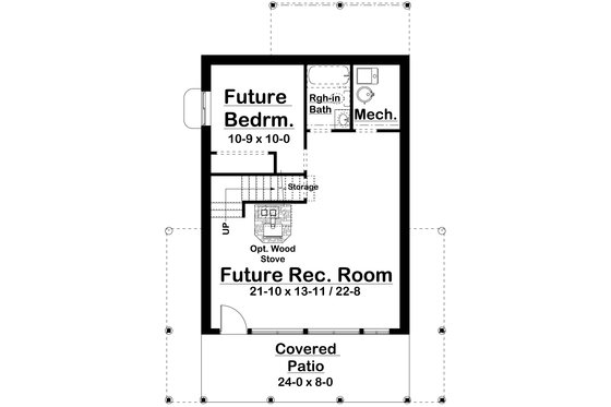 Floor Plan - Lower Floor for Country House Plan #126-235 - 2 bed, 2 bath