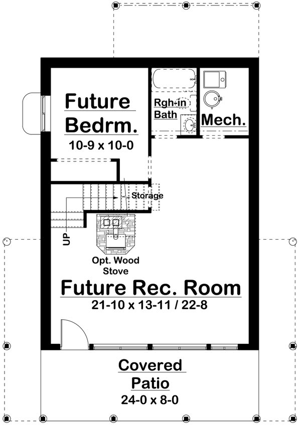 House Design - Floor Plan - Lower Floor for Country House Plan #126-235 - 2 bed, 2 bath