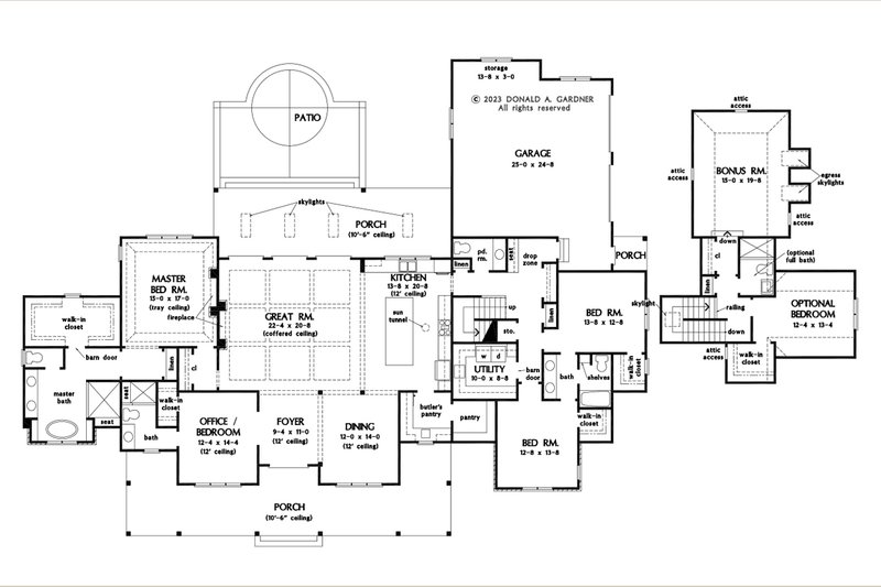 House Blueprint - Floor Plan - Main Floor for Farmhouse House Plan #929-1187 - 4 bed, 3.5 bath