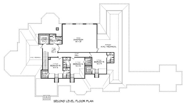 Southern Floor Plan - Upper Floor Plan #932-879