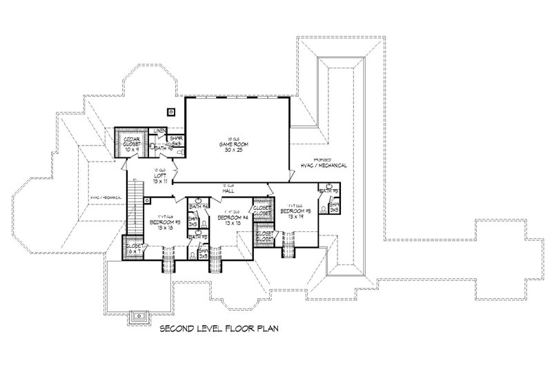 Architectural House Design - Floor Plan - Upper Floor for Southern House Plan #932-879 - 5 bed, 6.5 bath