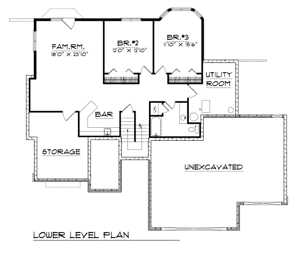 Traditional Floor Plan - Lower Floor Plan #70-270