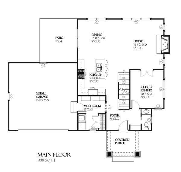 Craftsman Floor Plan - Main Floor Plan #901-82