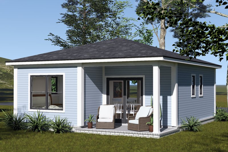 House Blueprint - Exterior - Rear Elevation for Modern House Plan #513-2452 - 2 bed, 1 bath