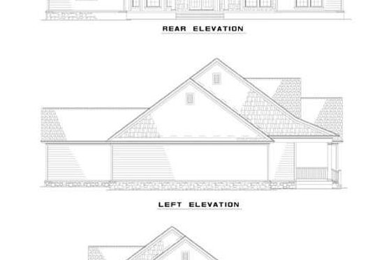 Exterior - Rear Elevation for Country House Plan #17-2048 - 4 bed, 3.5 bath