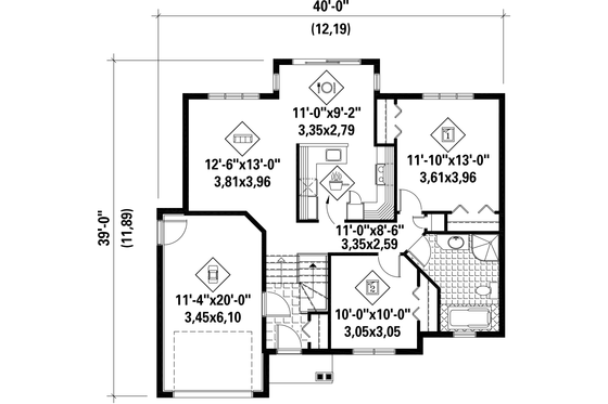 Floor Plan - Main Floor for Traditional House Plan #25-4626 - 2 bed, 1 bath