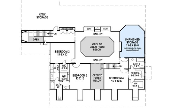 Floor Plan - Upper Floor for Country House Plan #119-216 - 4 bed, 3.5 bath