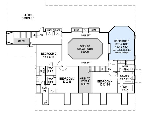Architectural House Design - Country Floor Plan - Upper Floor Plan #119-216